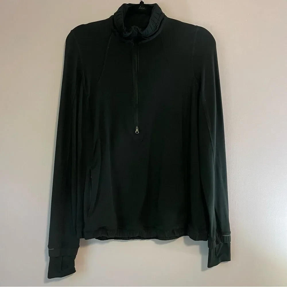 LuluLemon Athletica Running Jacket Black Quarter Zip Sweatshirt Pullover Medium